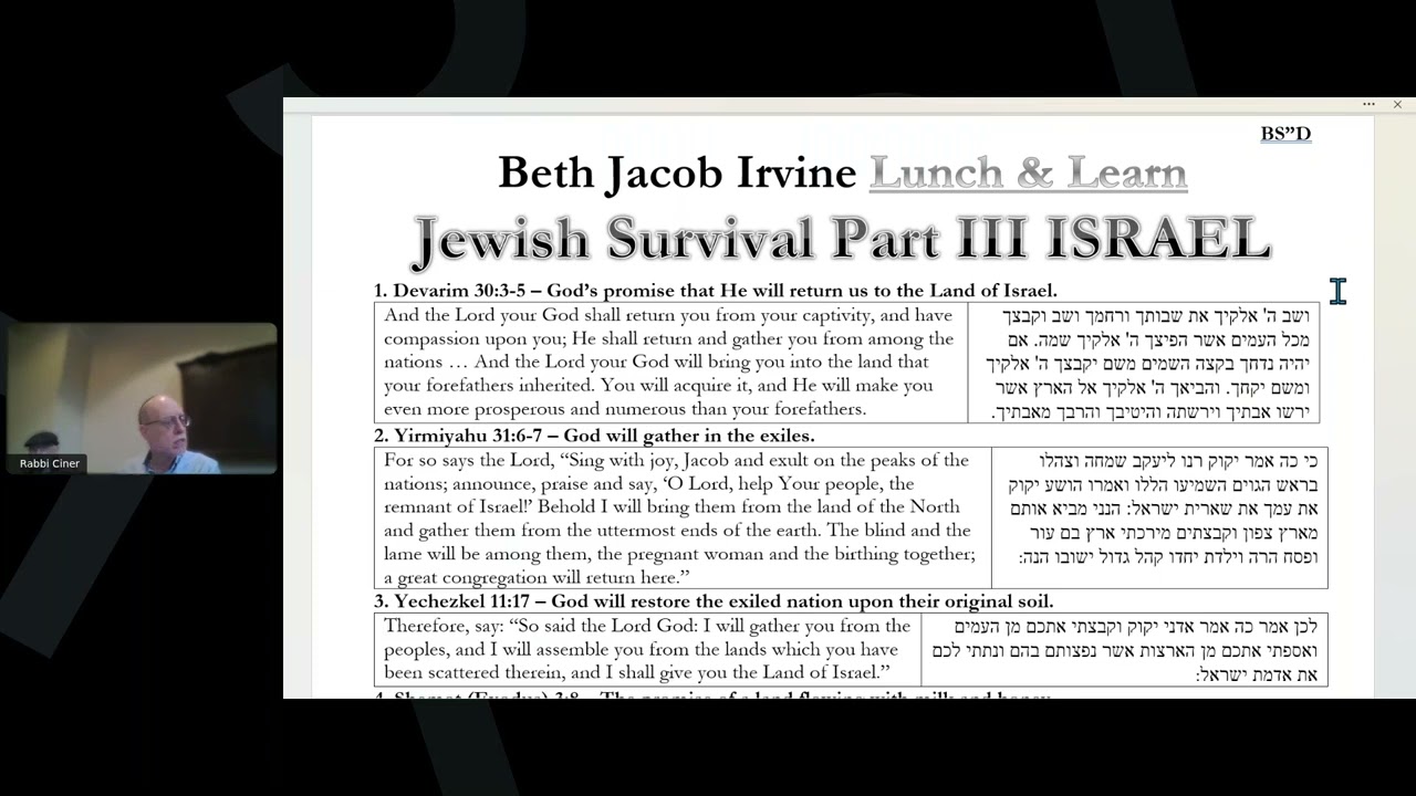 Lunch&Learn: The Eternal Jewish Nation: Part 3: The Land of Israel