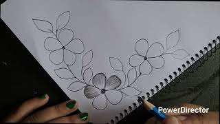 Easy Flowers Drawing For Project Work || Border Design For School Project || Pencil Shading #design