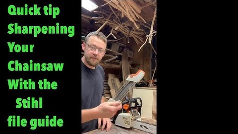 Quick tip . Sharpening your chainsaw with Stihl file guide .