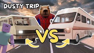 hicimos RETOS en A DUSTY TRIP | VAN VIEJA vs NUEVA | ROBLOX