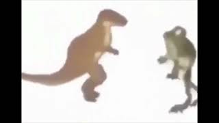 dinosaur and frog dancing meme template