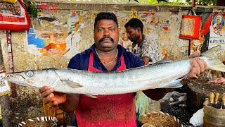 KASIMEDU🔥SPEED SELVAM BARRACUDA FISH CUTTING 🔥IN KASIMEDU FISH CUTTING 🔥
