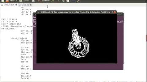 [Assembly 8086/87 / DOS] 3D from scratch - Wireframe Torus 3D