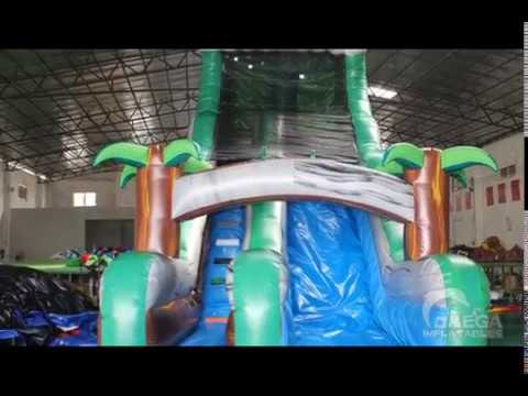 inflatable castle bounce house 18FT Emerald Crush Tsunami Wet Dry Slide