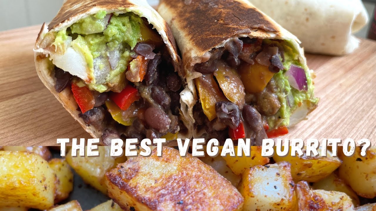 The Best Meatless Burrito plantbased potato, black bean burrito