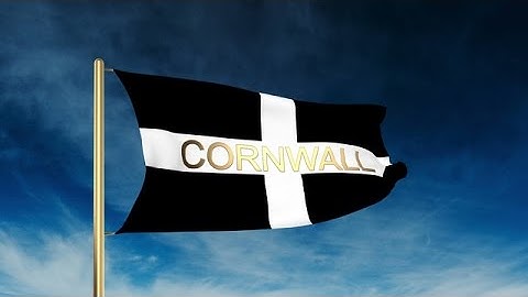 Cornwall Flag Slider Style With Title. Waving In The Wind With Cloud Background Stock Animation