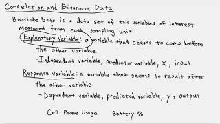 Statistics - Scatterplots and Bivariate Data