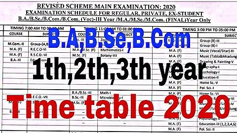 B.A,B.Se,B.Com, Time Table 2020॥ All university scheme, 1th,2th,3th year time sheet 2020.b.a skim