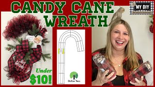 Dollar Tree Candy Cane Wreath DIY | Dollar Tree Deco Mesh Wreath Buffalo Check | Under $10!