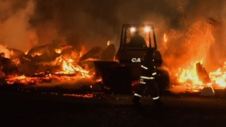 Raw: Fairground Bleachers Destroyed in Fire