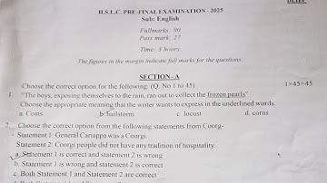 HSLC 2026 Pre Final Examination|English Question Paper with solved MCQs|Revisionary Exam 2025-26|