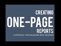 Creating One-Page Reports: A Strategy for Engaging Busy Readers