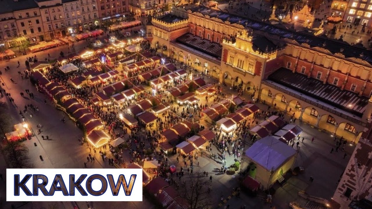 Krakow Poland Christmas Market, 2023 4K Beautiful Polish Christmas market in a fantastic