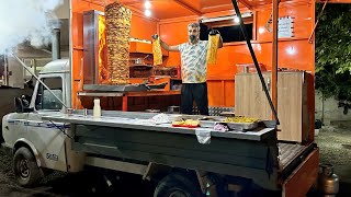 Doner Kebab Sale on a Pickup Truck Throughout the Night  Turkish Street Food Compilation