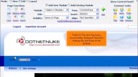 How to Customize your DotNetNuke Appearance Changing Skins - ISPAZE.COM