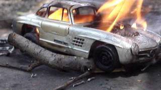 Dragster Mercedes Benz 300 Sl Gullwing Diecast In Flames