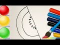How to draw ice cream and watermelon, 🍭🍉, fruits ice cream painting,colouring for kids,