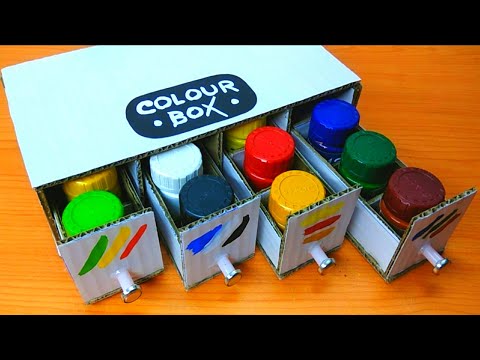 How to make Simple & Easy Painting Colour Box from cardboard - Desktop  Organizer [Tutorial]. 