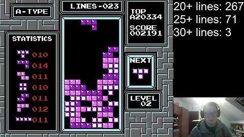 NES Tetris no rotation lvl0 start 35 lines [Former World Record]