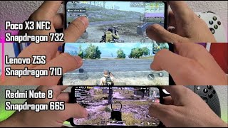 Snapdragon 732 vs 710 vs 665 Speed test Gaming comparison! Poco X3 vs Lenovo Z5S vs Redmi Note 8
