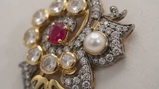 Imperial Paisley Polki Diamond & Ruby Heirloom Pendant