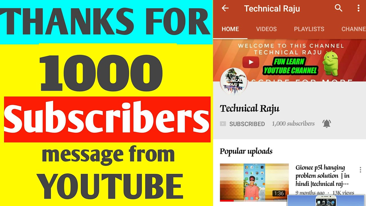 Thank You All 1000 Subscribers!!! Tech Solver - YouTube