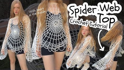 Crochet Spider Web Top Tutorial / with heart in the middle 🩶