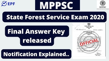 MPPSC || Final Answer Key Released ||  State Forest Service Exam 2020 ||