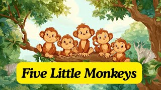Five Little Monkeys Jumping On The Bed Children Nursery Rhyme Pre For Kids