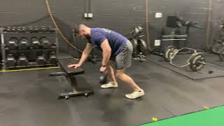 Staggered 3-Point Stance 1-Arm KB Corkscrew Row