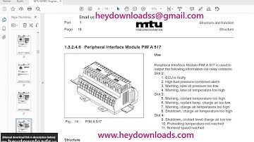 MTU BR 2000 BR 4000 MDEC Engine Control System Stationary generator engines Technical  Manual