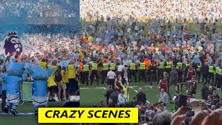 PITCH INVASION BY MAN CITY FANS AFTER WINNING ENGLISH PREMIER LEAGUE