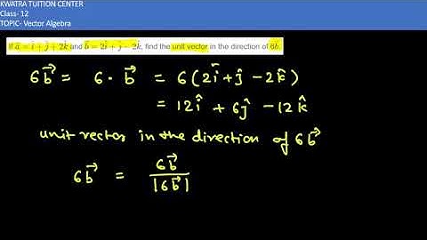 Q.2. If a= i+j+2k and b= 2i+j-2k, find the unit vector in the direction of 6b vector
