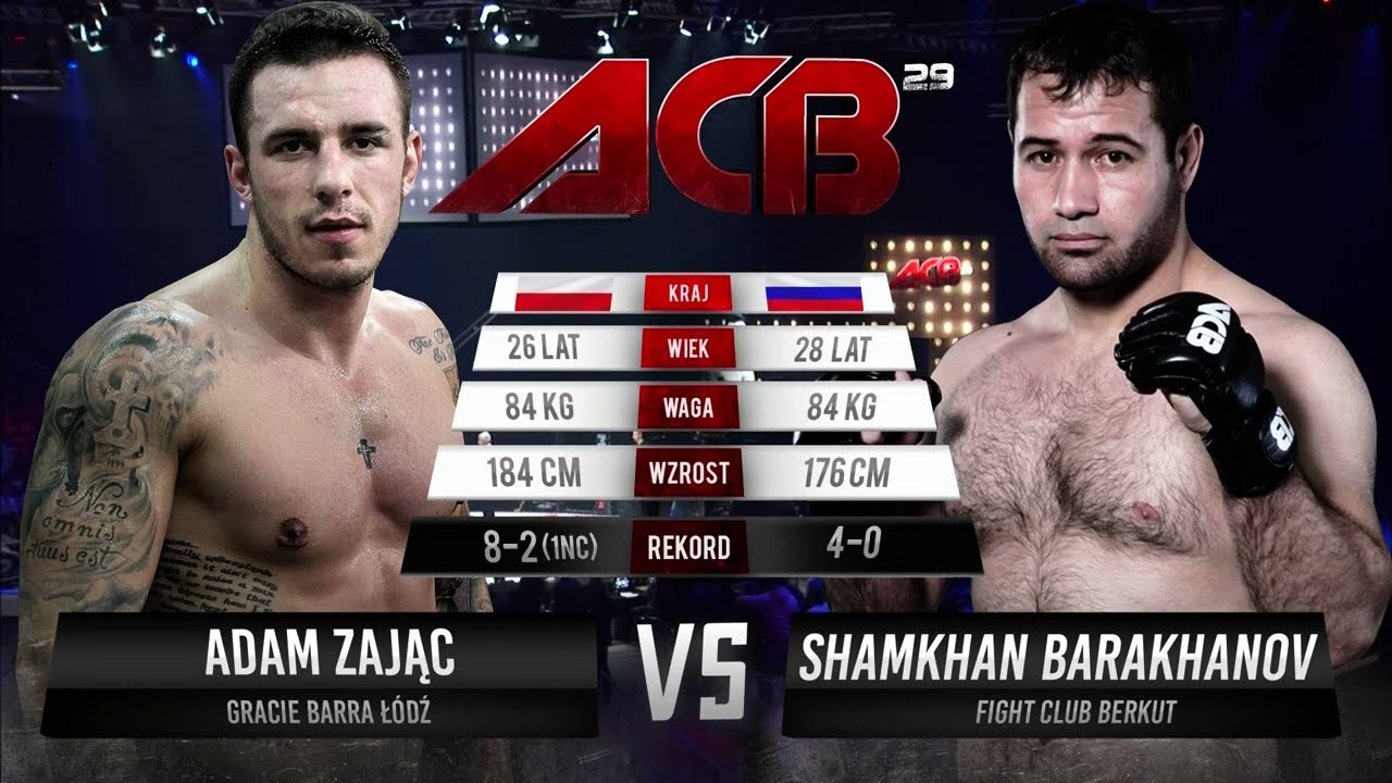 Адам Заяц vs Шамхан Бараханов | Adam Zajac vs. Shamkhan Barakhanov | ACB 29 - Poland