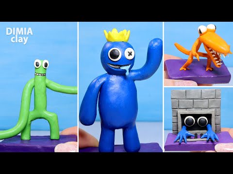 Roblox Rainbow friends Stop Motion animation with clay(red ,blue,orange,purple,green,yellow,pink) -  in 2023