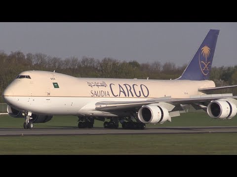 B747-8F SAUDIA Cargo landing @ Hamburg Airport
