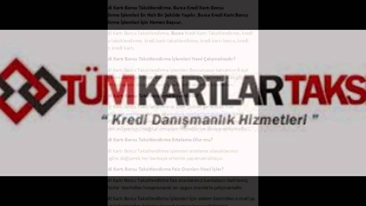 Bursa Kredi Kartı Borcu Taksitlendirme YouTube