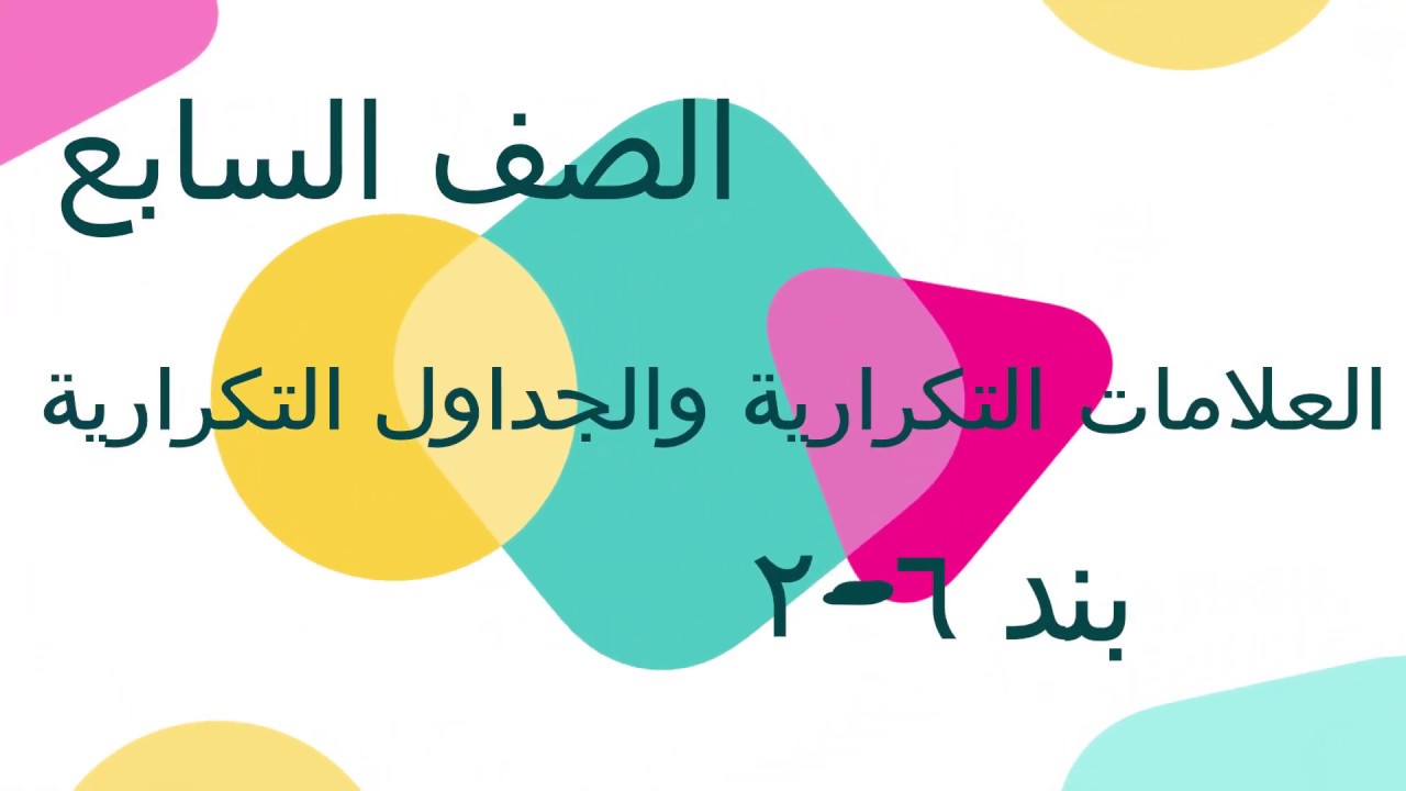 الصف السابع الفصل الأول : بند ( ٦ - ٢ ) العلامات التكرارية والجداول التكرارية