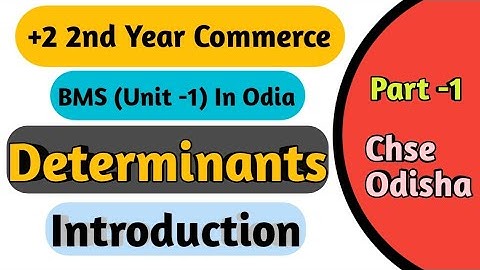 BMS || Determinants || +2 2nd Year Commerce || Chse Odisha ||