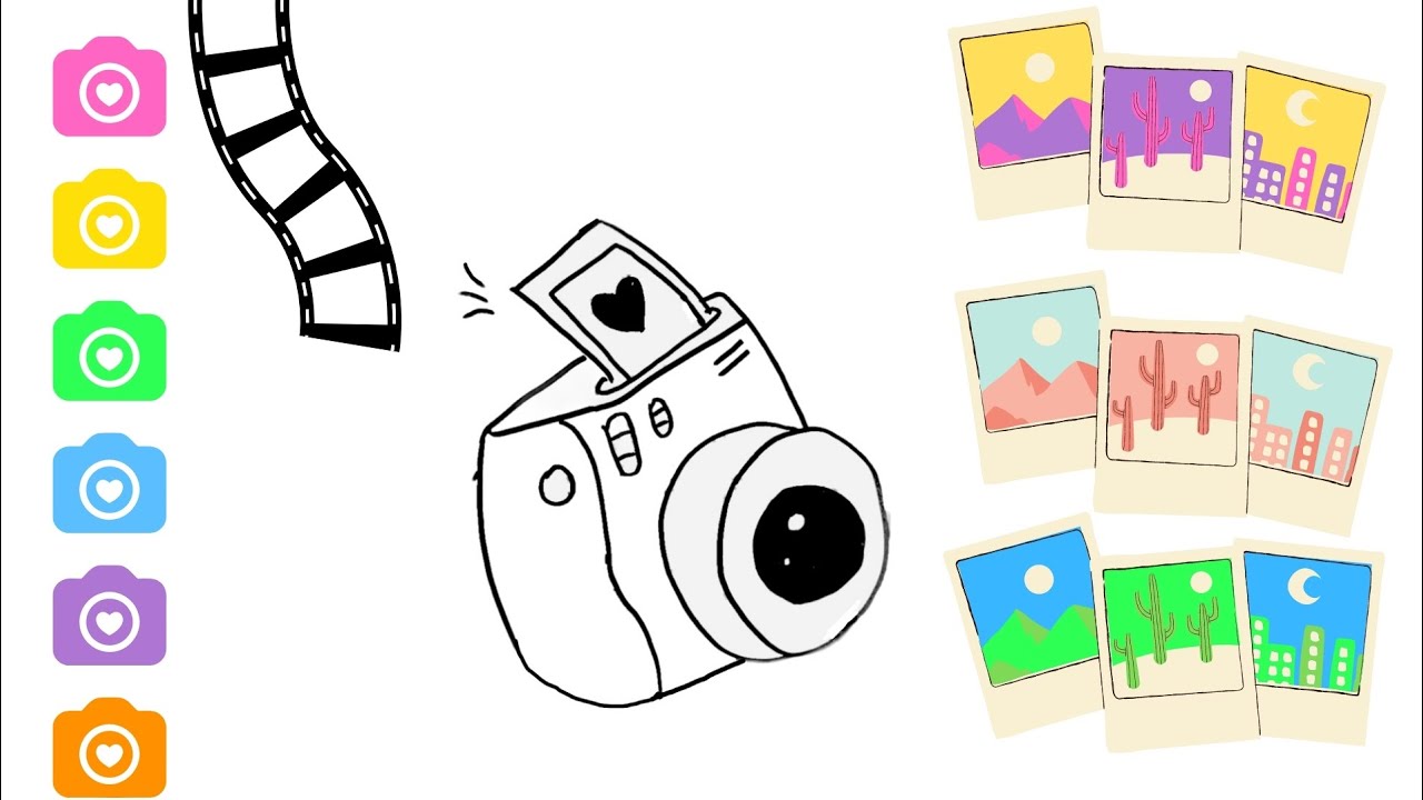 How to draw a CAMERA. Drawing Camera .PAINTING AND COLORING FOR KIDS ...