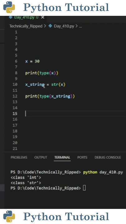 Convert Integer Into A String | Python Tutorial - YouTube