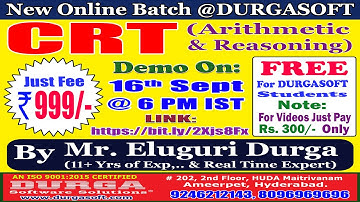 CRT (Arithmetic & Reasoning) Online Training @ DURGASOFT