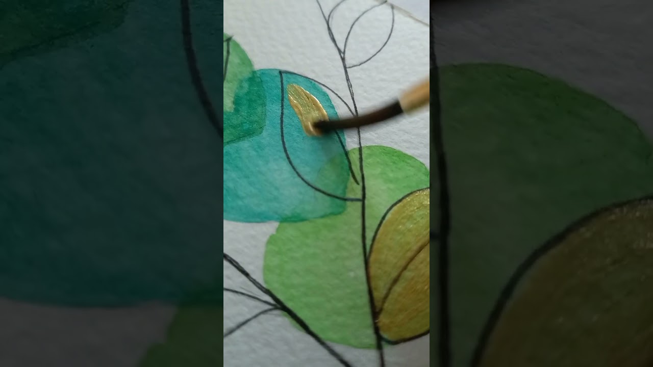 leaves🌿 painting in gold shimmer 
