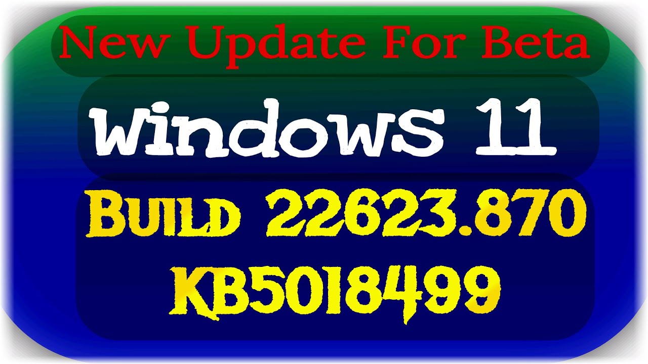 KB5018499 Windows 11 New Update Build 22623 870 | Beta Channel
