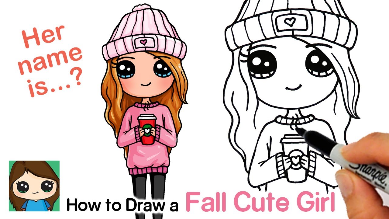 How To Draw A Cute Girl For Autumn Holding Cup Of Hot Coco Çocuk Gelişimi Çocuk Eğitimi 