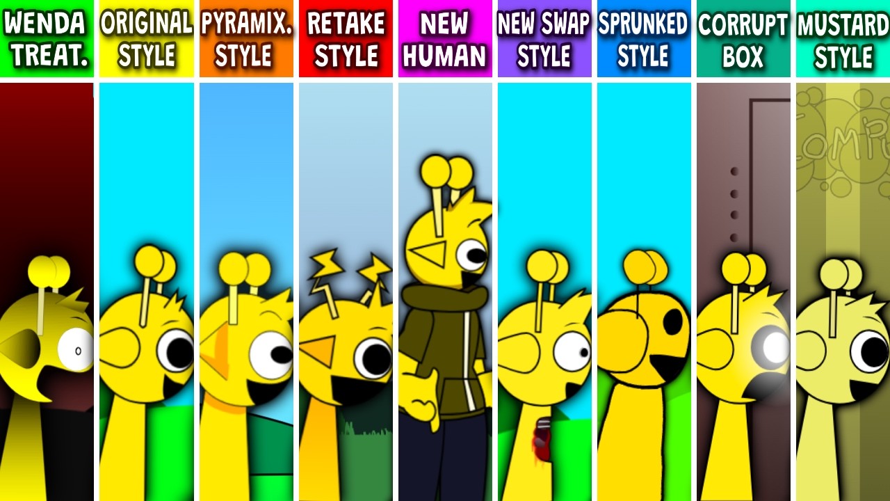 Sprunki WENDA Treat. VS Orig / Pyramix / Retake / Hum / Swap / Sprunked / Corruptbox / Mustard STYLE
