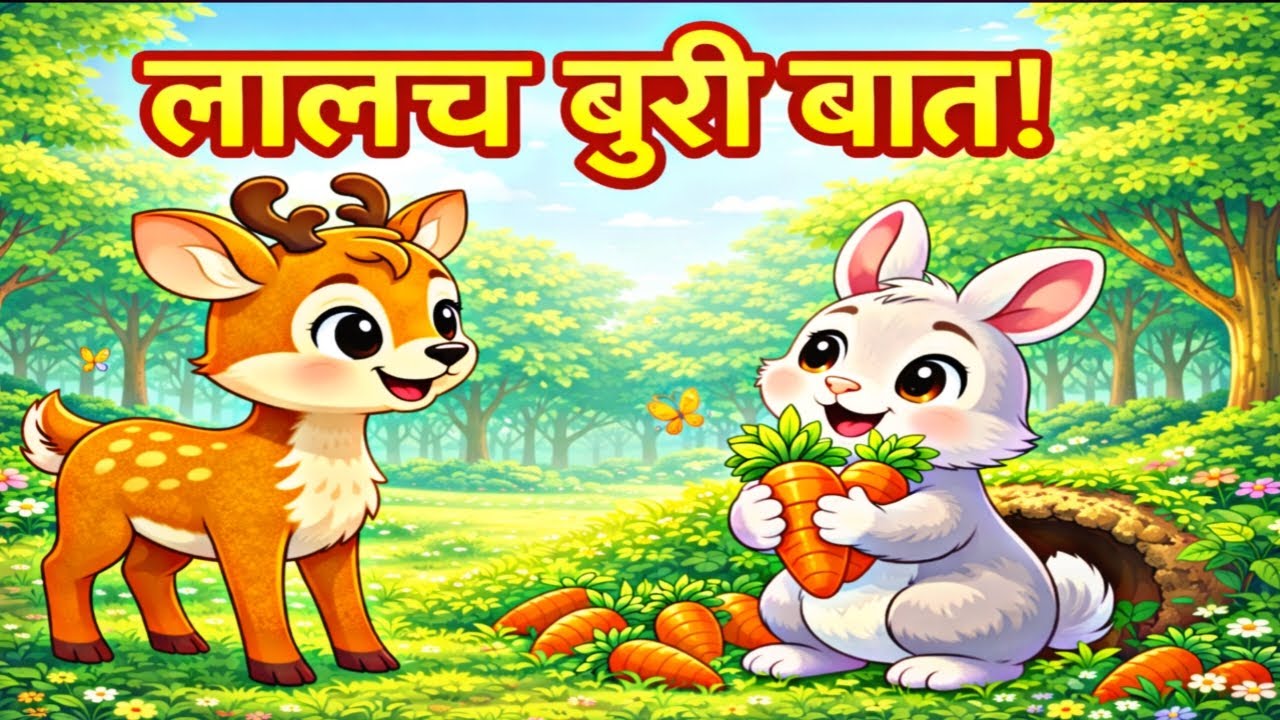 हिरन और लालची खरगोश 🦌🐰 | Kids Moral Story in Hindi | लालच बुरी बात है