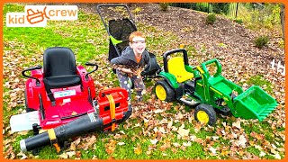 Collecting leaves with kids zero turn mower, tractor, and truck. Educational leaf blowers | Kid Crew by Kid Crew 690,214 views 7 months ago 6 minutes