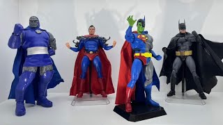 New Dc Comics Darkseid, Batman & Superman action figures on display by Beast Kingdom