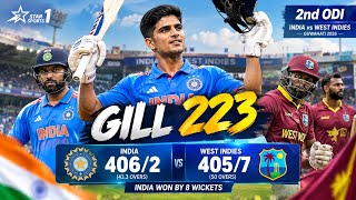 India Vs West Indies 2Nd Odi Gills 223 Indias 406 Run Chase